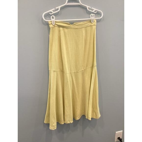 Free People Flounced Linen Midi Skirt Sz 0 NEW Butter Yellow Boho Beachy Coastal - Picture 5 of 9